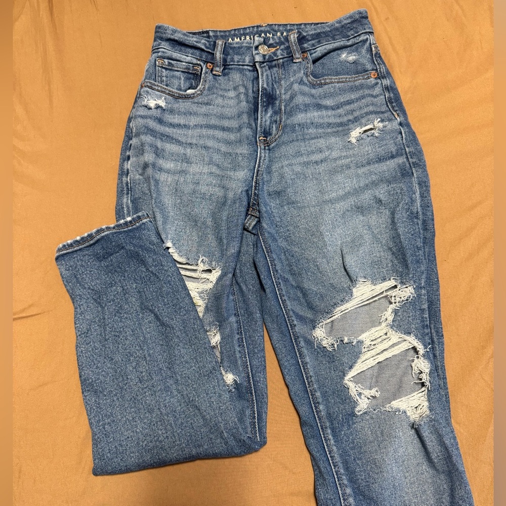 American Eagle Outfitters High Rise Blue Distressed Jeans